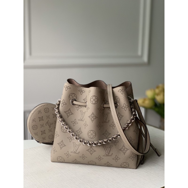 Knockoff Louis Vuitton Bella Mahina Leather M57201 Galet Grey Handbags